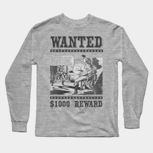 Wild West Retro Cowgirl Comic Book Wanted Poster Long Sleeve T-Shirt
